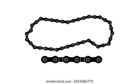 Bicycle chain, black isolated silhouette