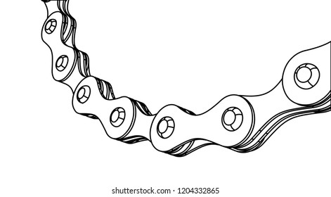 Bicycle chain close-up vector illustration. 3D design