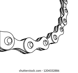 Bicycle chain close-up vector illustration. 3D design