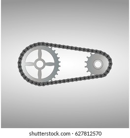 Bicycle chain with the gears.