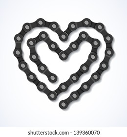 Bicycle chain heart. Vector.