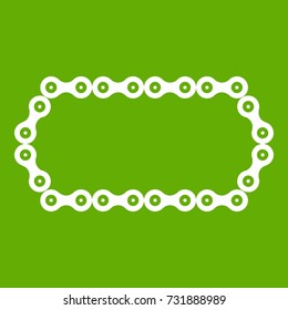 Bicycle chain icon white isolated on green background. Vector illustration