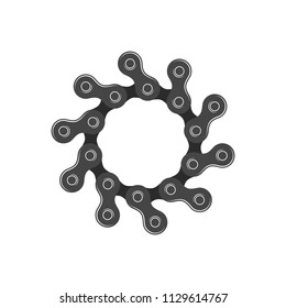 Bicycle chain isolated logo on white background. Bike circle chains seamless silhouette.