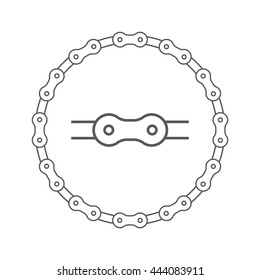 Bicycle Chain Line Icons In A Circle.