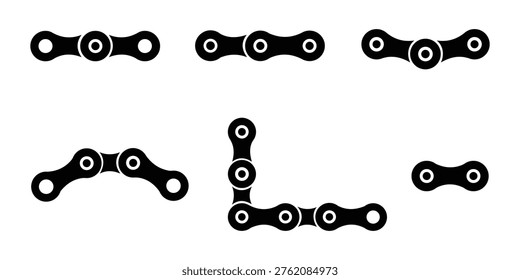 Bicycle Chain Link Icon Set – Cycling Mechanic, Gear, Motion Vector