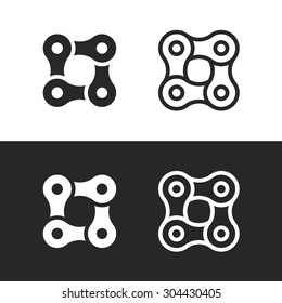 Bicycle chain links 4 pieces icon set. Corporate branding identity vector logo template