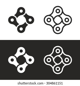 Bicycle Chain Links 4 Pieces Icon Set. Bike Club Corporate Branding Identity Vector Logo Template