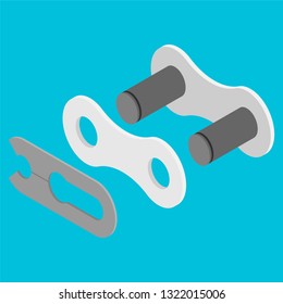 Bicycle chain lock, illustration in isometric view. Vector