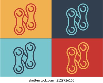 Plantilla de logotipo de la cadena de bicicleta, icono sencillo y plano de la cadena, bicicleta, bicicleta