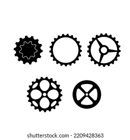 Bicycle chain rings icons set. Bike repair stuff. Flat vector illustration