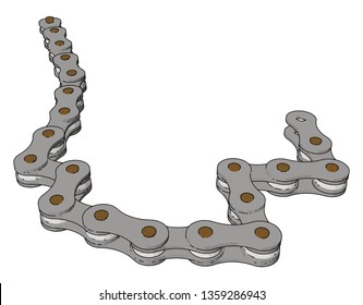 A bicycle chain is a roller chain that transfers power from the pedals to the drive wheel vector color drawing or illustration