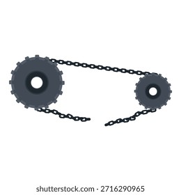 Fahrradkette, die zwei Zahnräder dreht und verbindet, Antriebssystem-Konzept
