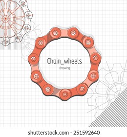 Bicycle chain wheels. Vector background composition