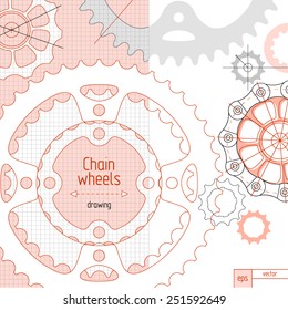 Bicycle chain wheels. Vector background composition