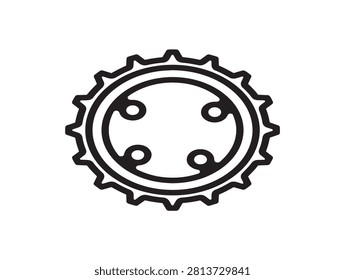 Bicycle chainring icon. Gear sprocket line art. Cycling parts symbol.