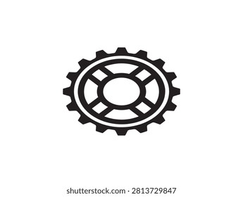 Bicycle chainring icon. Gear wheel symbol for cycling. Repair component.