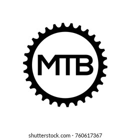 Bicycle chainring. Vector mountain bike gear logo template.