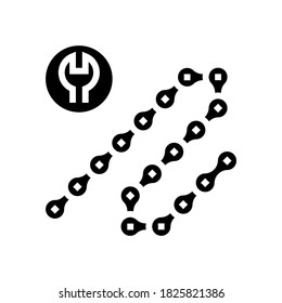 bicycle chane repair and shortening glyph icon vector. bicycle chane repair and shortening sign. isolated contour symbol black illustration