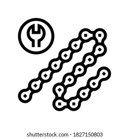 bicycle chane repair and shortening line icon vector. bicycle chane repair and shortening sign. isolated contour symbol black illustration