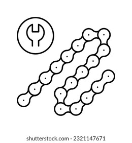 Fahrradwechsel Reparatur und Verkürzung Linie Symbol Vektorgrafik. Reparatur und Verkürzung des Fahrradwechsels. isoliertes Kontursymbol