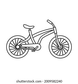 Bicycle child vector outline icon. Vector illustration bike children on white background. Isolated outline illustration icon of bicycle child .