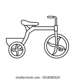Bicycle child vector outline icon. Vector illustration bike children on white background. Isolated outline illustration icon of bicycle child .