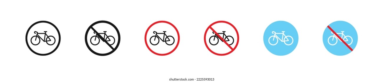 Bicycle in a circle icon. Bike ban symbol. Prohibition signs. Vector isolated sign.