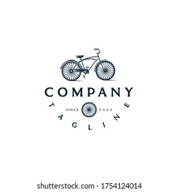 Bicycle With Circle Tire Emblem Badge Cyclist Logo Design Vector Silhoutte