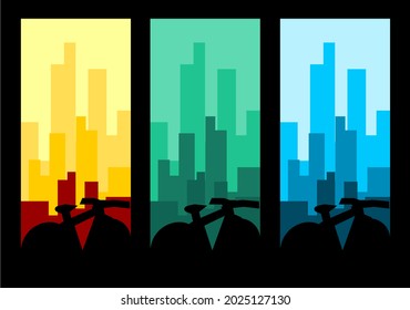 bicycle and city illustration background vector