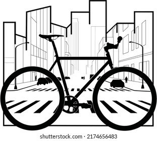 Bicycle in the city logo design