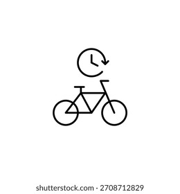 Bicycle and clock. Fast delivery, rent or workout. Pixel perfect, editable stroke vector icon