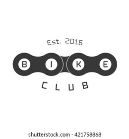 Bicycle club vector logo, emblem, sign. Graphic icon, illustration, design element of bicycle chain