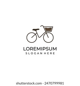 Bicycle coffee logo, lineart style for traveling coffee seller using bicycle