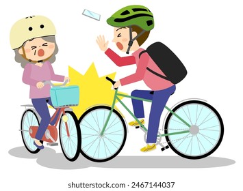 Accidente de colisión de bicicleta entre hombre y mujer mayores