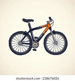 bicycle, color doodle style vector illustration