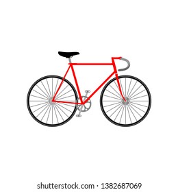 Bicycle color icon simple flat style illustration isolated on white background. Red bicycle.