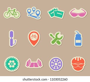 bicycle color vector icons on paper stickers
