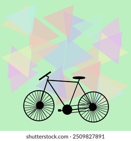 Bicicleta ilustração colorida cartaz arte vida sustentável e opções de transporte de energia verde.