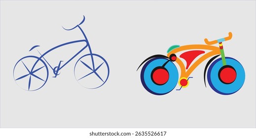 bicycle colour vector art-unique design.Vibrant and modern bicycle vector illustration featuring a unique, artistic design with bold color splashes and abstract elements. This high-quality vector artw