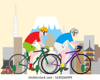 Bicycle competition athlete vector material.This is an international sports tournament game held in Japan.