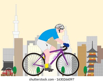 Bicycle competition athlete vector material.This is an international sports tournament game held in Japan.