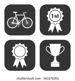 Bicycle competition icons vector set on gray  buttons