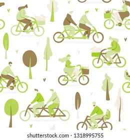 Bicycle concept with people in park, vector design