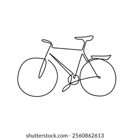 Bicycle Continuous Line Drawing. Bike Abstract Minimal One Line Drawing. Sport Activity Concept Line Art Trendy Illustration Vector Contour Drawing. Not AI
