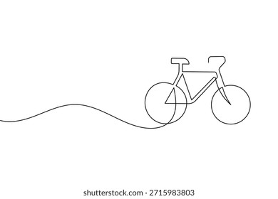 Dibujo continuo de la línea de la bicicleta, transporte y concepto respetuoso del medio ambiente.
