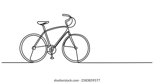Bicycle Continuous Line Icon, Bike vector illustration in one continuous editable line drawing style, Continuous one line drawing of bike or bicycle vector minimalism design, Bicycle Continuous Line. 