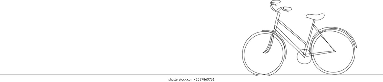Bicycle continuous one line drawing. Single line bike illustration. Vector, editable stroke.