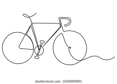 Bicycle continuous one line drawing in modern contour style for sporty and active lifestyle themes
