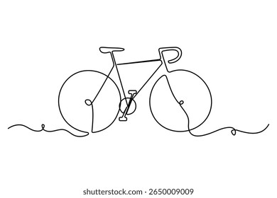 Fahrrad durchgehende einzeilige Zeichnung in modernem Konturstil für sportliche und aktive Lifestyle-Themen
