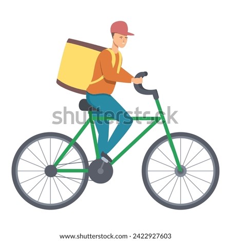 Bicycle courier backpack icon cartoon vector. Vehicle rider. Mobile person